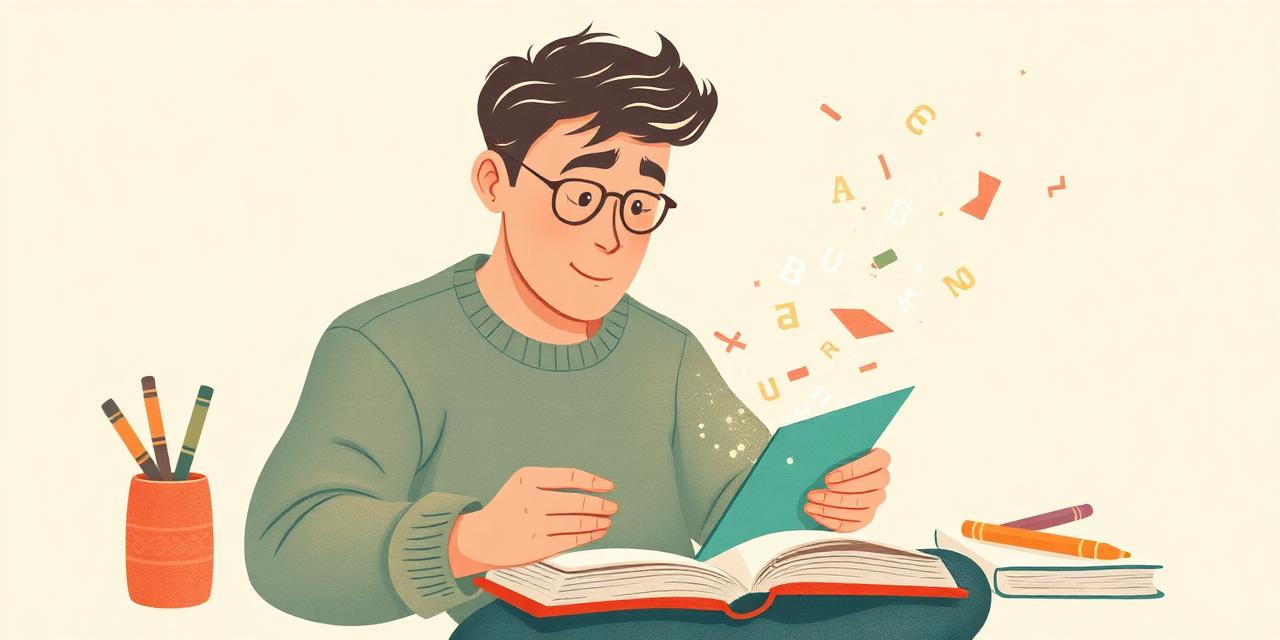 Illustration : une lecture dont les lettres se transforment en formes flottantes.