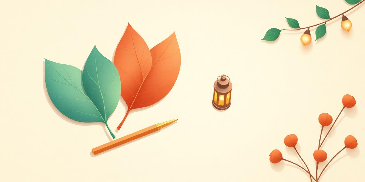 Illustration : des feuilles vierges disposées en éventail, un stylo et une petite lanterne.
